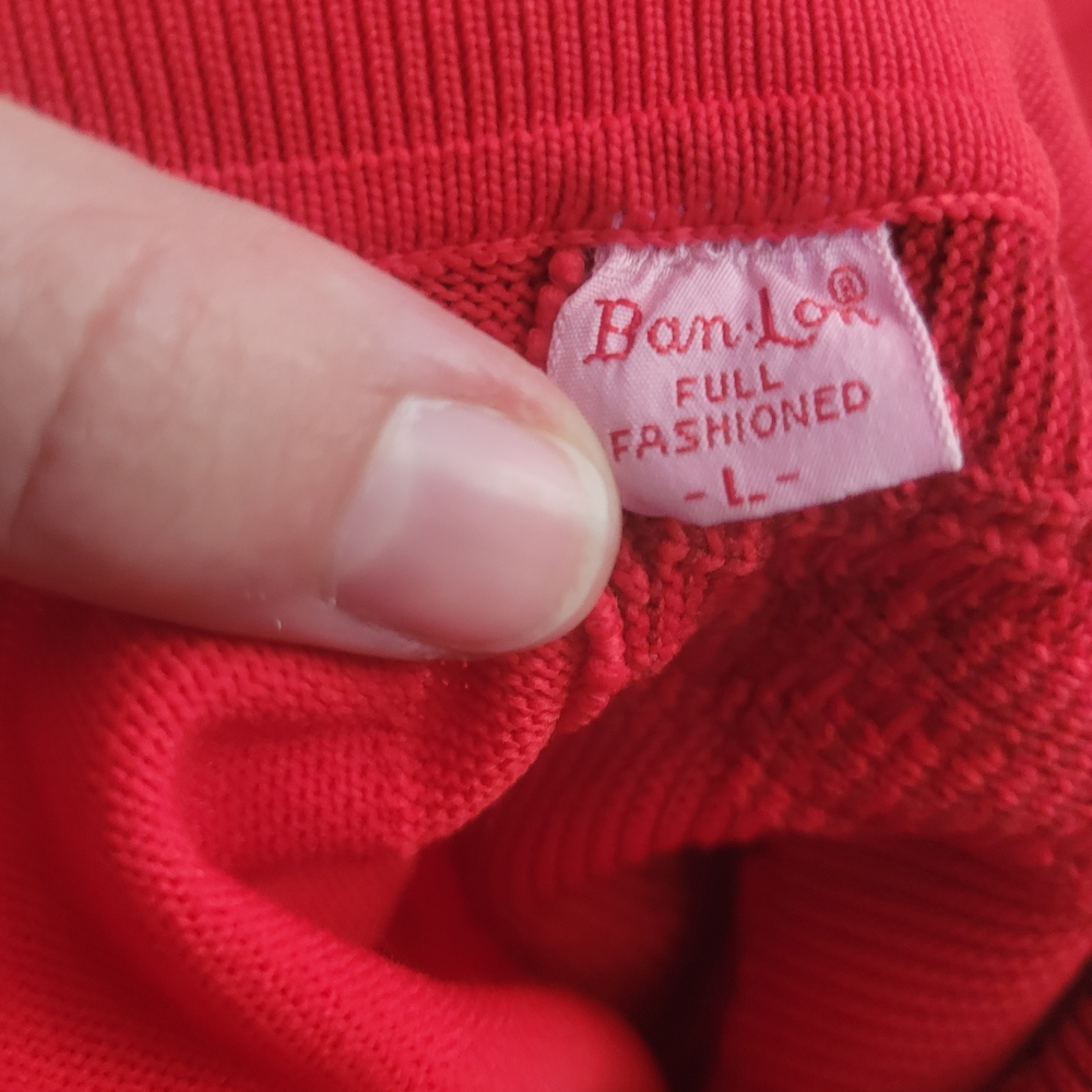 Red Cable Knit Polo Sweater - Picture 2 of 12